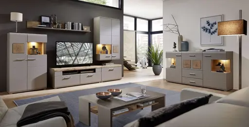 Sideboard - mit Beleuchtung, Grau