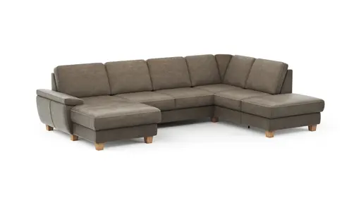 Wohnlandschaft Sommerville - Longchair links mit 2,5-Sitzer und Ecke rechts, Stoff, Braun