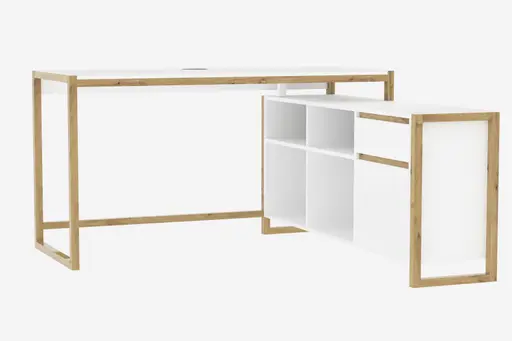 Eckschreibtisch - LB ca. 139x139 cm, Weiß, Artisan Eiche Nachbildung