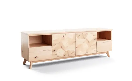 Lowboard Aarhus - Eiche furniert, natur, Rustikal