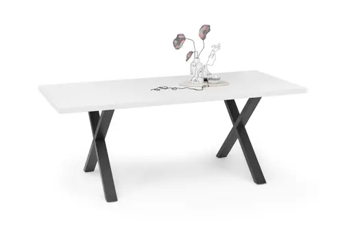 Esstisch - LB ca. 200x100 cm, Weiß, Schwarz