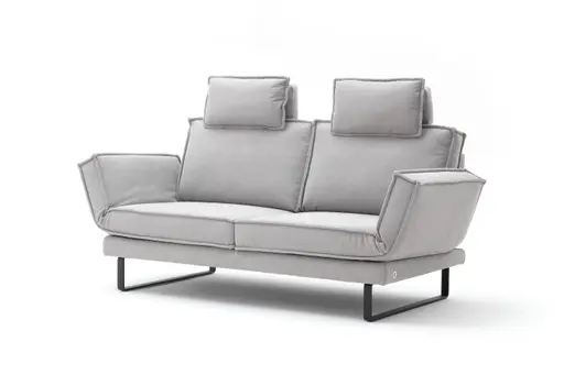 Sofa My - 2,5-Sitzer mit Rückenlehne/Armlehne verstellbar und Drehsitze inkl. Kopfstütze, Stoff, Hellgrau