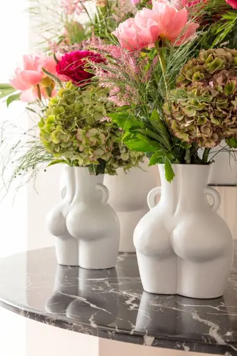 Vase- BHT 16x22x12 cm, Keramik, Weiß