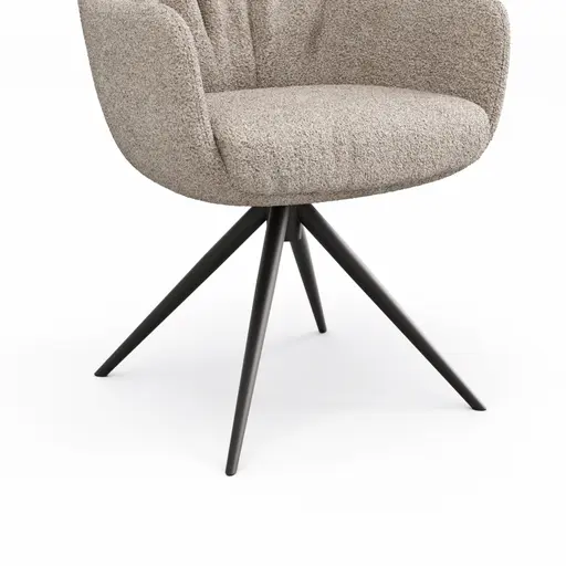 Armlehnstuhl Mis Legere - Boucle, Natur, Stativ, Anthrazit