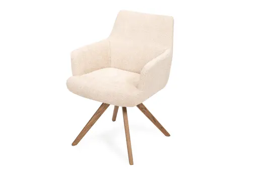 Armlehnstuhl - drehbar, Stoff, Beige