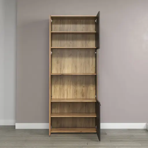 Vitrine - B ca. 80 cm, Anthrazit, Eiche Coast Evoke Nachbildung