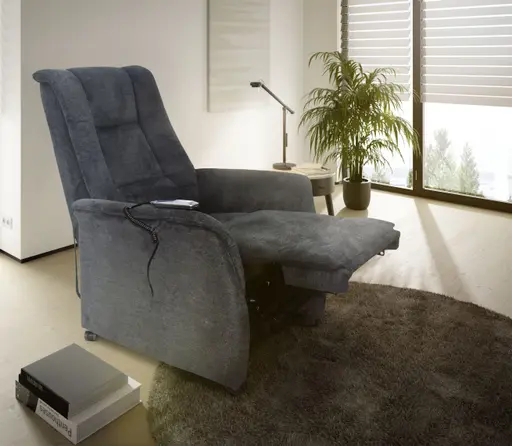 TV-Sessel MIKALA - Aufstehhilfe, Relaxfunktion, Kopfteilverstellung, Stoff, Schwarz