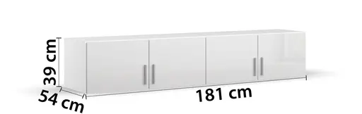 Schrankaufsatz- B ca. 181 cm, Weiß, Weiß Hochglanz