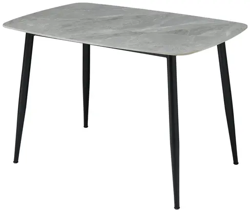 Esstisch - LB ca. 120x80 cm, Steinoptik grau, Schwarz
