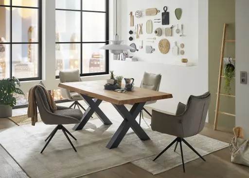 Stuhl MANDY - drehbar, Stoff, Graubeige