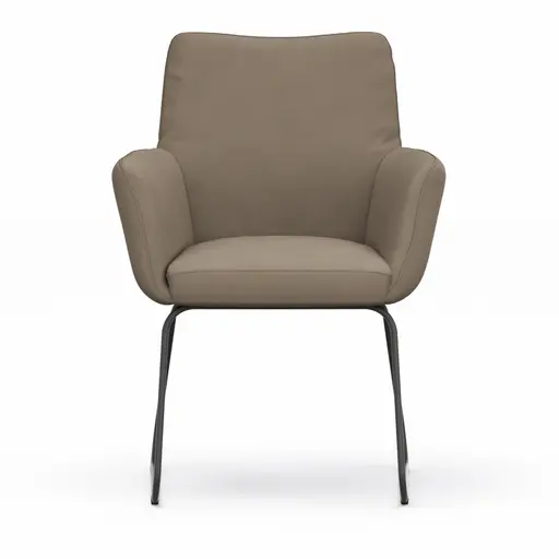 Armlehnstuhl Nashville - Leder, Taupe