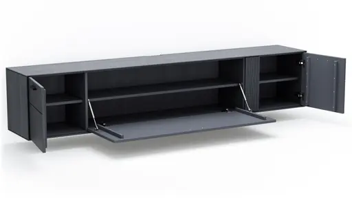 Lowboard Estana - Eiche massiv, Anthrazit 