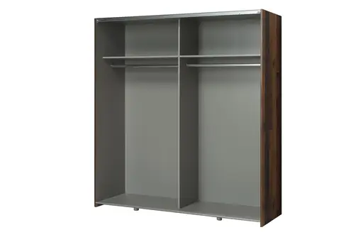 Schwebetürenschrank FRITZO - B. ca. 170 cm, Vintage Holz Dekor, Betonoptik Dunkelgrau