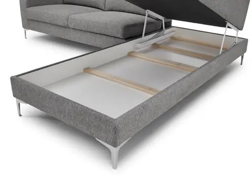 Ecksofa CALM 2.0 - Ecke links mit 2,5-Sitzer, Schlaffunktion mit Bettkasten, Stoff, Steingrau