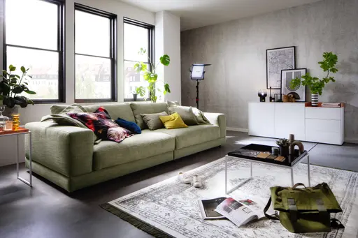 Sofa Juni - 3-Sitzer, Stoff, Lindgrün