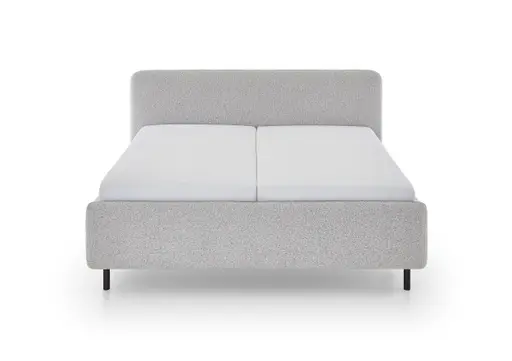 Polsterbett - Liegefläche ca. 180x200 cm, Absetzung Grau, Stoff, Hellgrau