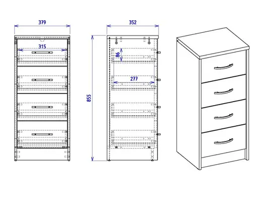 Kommode - B ca. 38 cm, Sonoma Eiche Nachbildung