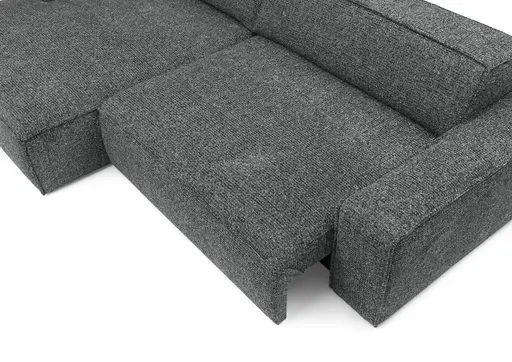 Ecksofa - Longchair links mit 2-Sitzer, Sitzvorzug motorisch, Stoff, Anthrazit