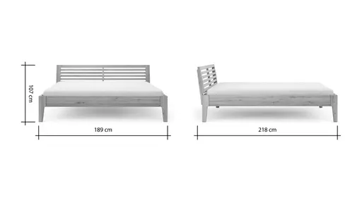 Bettgestell 1660 - Liegefläche ca. 180x200 cm, Wildeiche massiv, bianco geölt