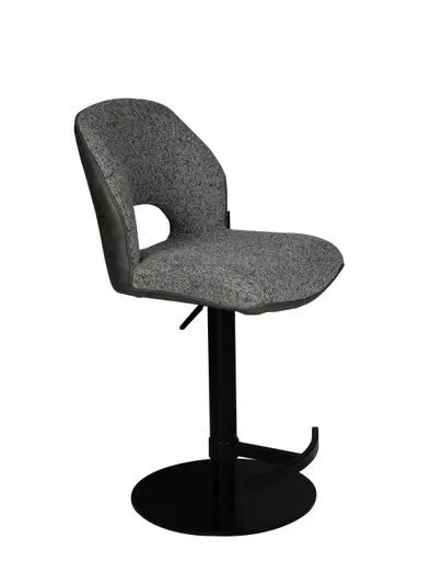 Barhocker MAILE - drehbar, höhenverstellbar, Stoff, Grau, Anthrazit