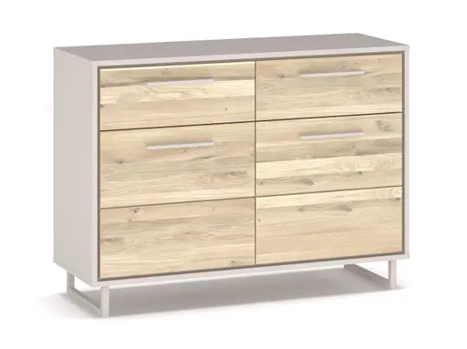 Kommode - B ca. 108 cm, Kreidefarben, Eiche bianco massiv geölt