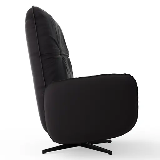 Loungesessel Lovere - Leder, Schwarz, Armlehne links