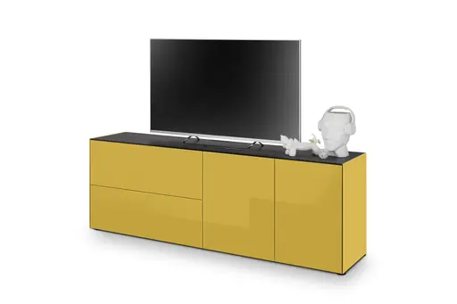 Lowboard - B ca. 181 cm, Goldgelb, Keramikoptik