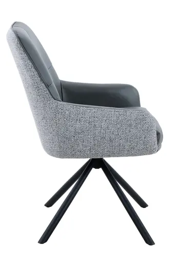 Armlehnstuhl - drehbar, Leder & Stoff, Grau