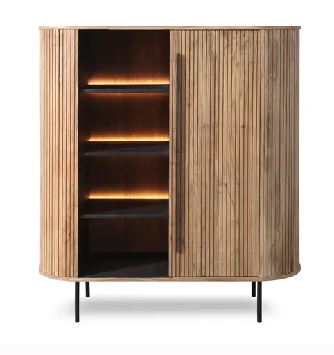 Highboard - mit Beleuchtung, B ca. 118 cm, Akazie massiv