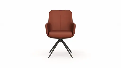 Armlehnstuhl Mis - Leder, Rost, Gestell, Schwarz