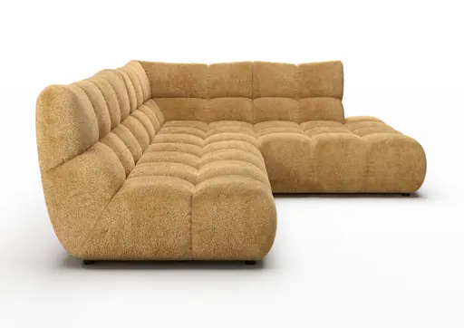 Ecksofa - 2-Sitzer mit Ecke rechts, Stoff, Goldfarben
