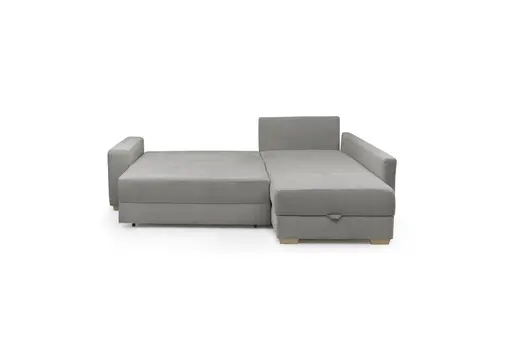 Ecksofa Jyte - 2-Sitzer mit Ecke rechts, Schlaffunktion mit Bettkasten, Stoff, Grau