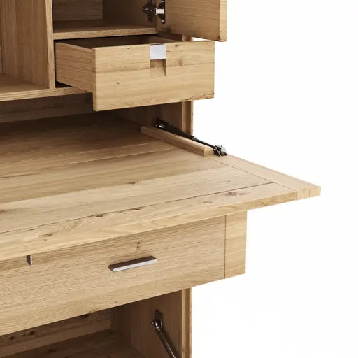 Sekretär Faro Plus - BH ca. 122x127 cm, Wildeiche massiv, Bianco