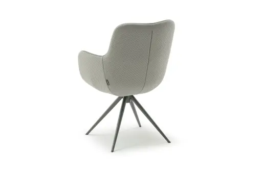 Armlehnstuhl Mis - Leder, Dunkelgrau, Stoff, Grau, Gestell Stativ