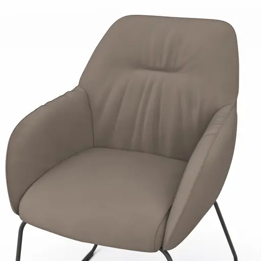 Armlehnstuhl Noli - Leder, Taupe, Kufe