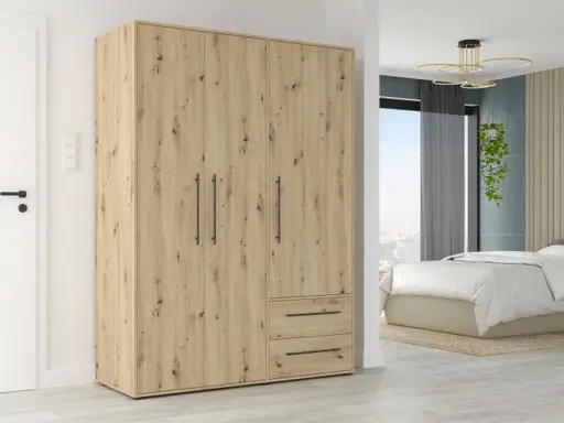 Drehtürenschrank FATHIE- B ca. 144 cm, Eiche Dekor Artisan