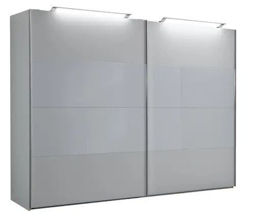Schwebetürenschrank 2-türig EM Collect - mit Beleuchtung, B. ca. 300 cm, seidengrau