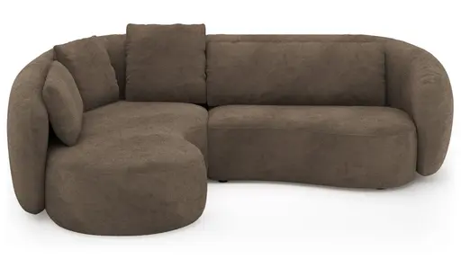 Ecksofa Karasu - Ottomane links mit 3-Sitzer rechts, Stoff, Taupe
