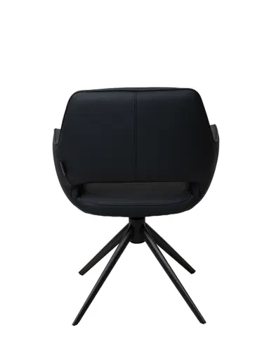 Armlehnstuhl MANOLJA - drehbar, Leder, Schwarz