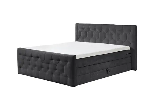 Boxspringbett- Liegefläche ca. 180x200 cm, Stoff, Schwarz