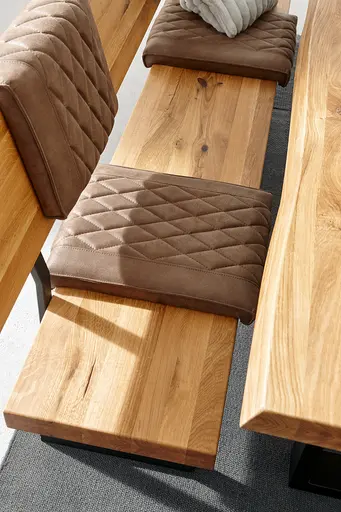 Holzbank Clifton - mit Rückenlehne, Breite ca. 200cm, Wildeiche massiv, natur