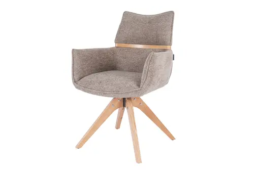 Armlehnstuhl MAROU - drehbar, Stoff, Braun