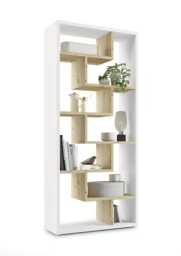 Raumteiler - B ca. 90 cm, Weiß, Asteiche