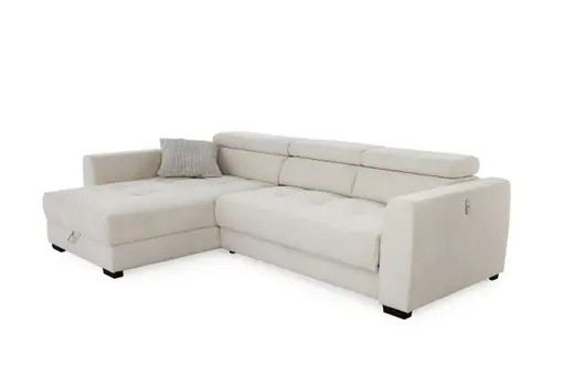 Ecksofa - 2-Sitzer, Ecke rechts, Stoff, Beige