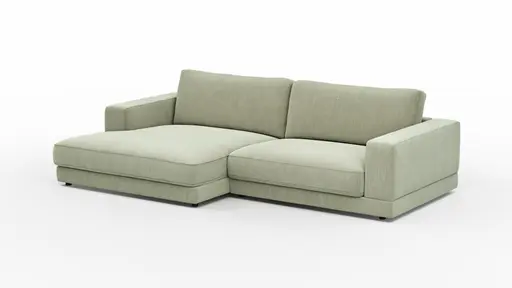 Ecksofa Juni -  Longchair links mit 1,5-Sitzer, Stoff, Lindgrün