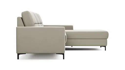 Ecksofa Merlos H - 2,5-Sitzer mit Longchair rechts inkl. Relaxfunktion (motorisch), Leder, Kreide