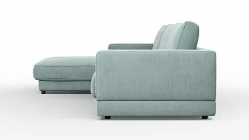 Ecksofa Juni - Longchair links mit 2-Sitzer, Stoff, Hellblau