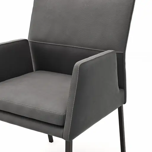 Armlehnstuhl Carry - Leder, Dunkelgrau
