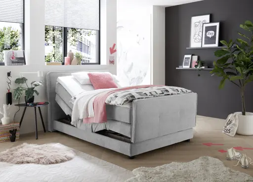 Boxspringbett- Liegefläche ca. 120x200 cm, Stoff, Hellgrau