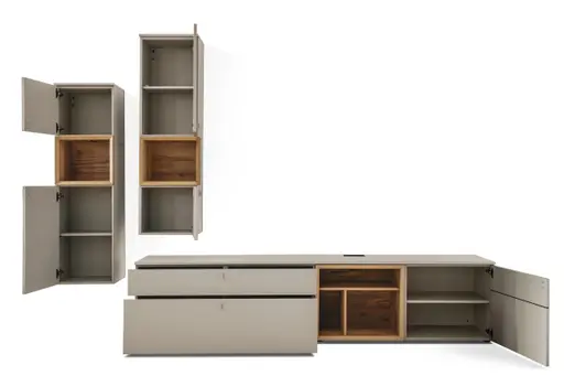 Wohnwand - Lack Steingrau